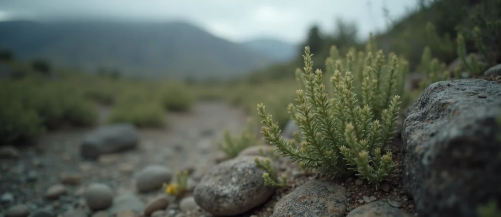 Symbolizing Flow/Cleansing: A local Manzanita raindrops on desert leaves. - AI Generated