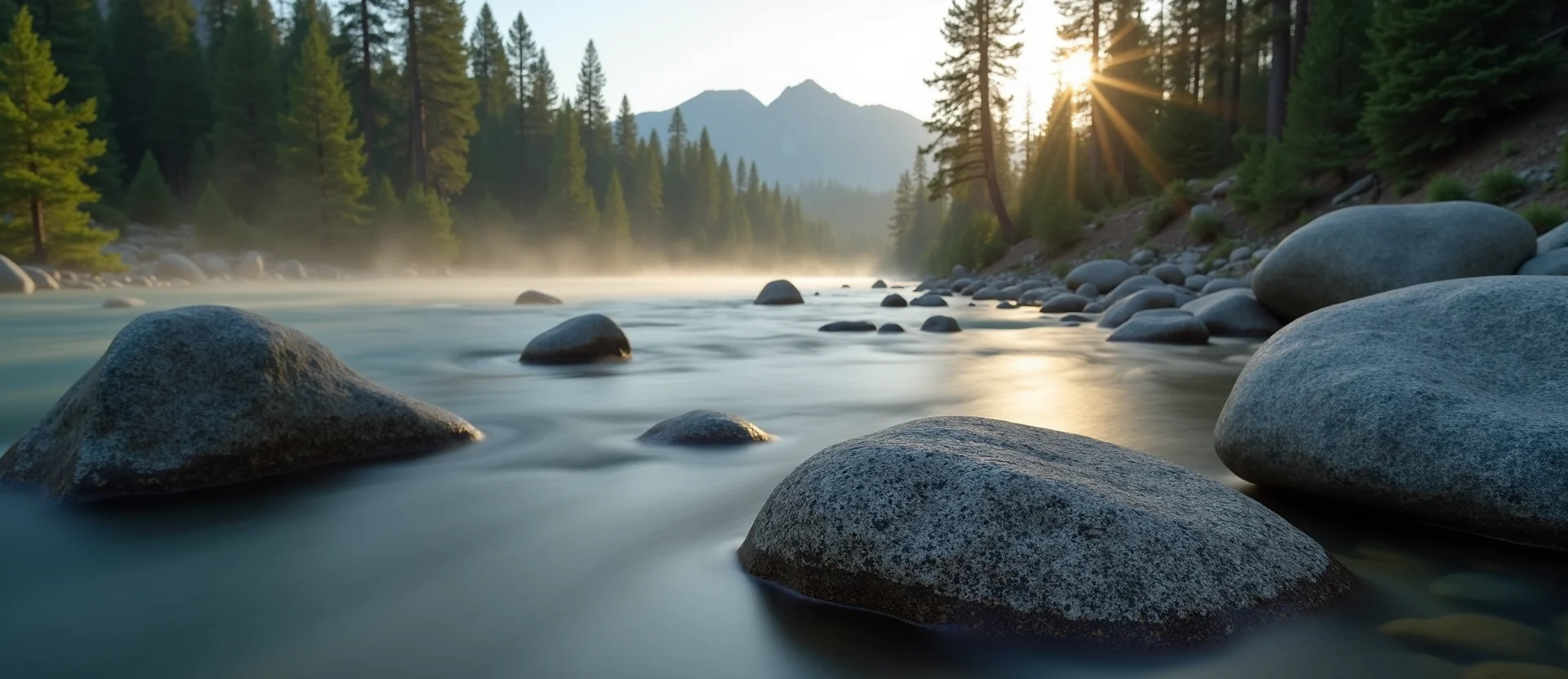 Symbolizing Flow/Cleansing: A local Ponderosa Pine smooth Truckee river stones. - AI Generated