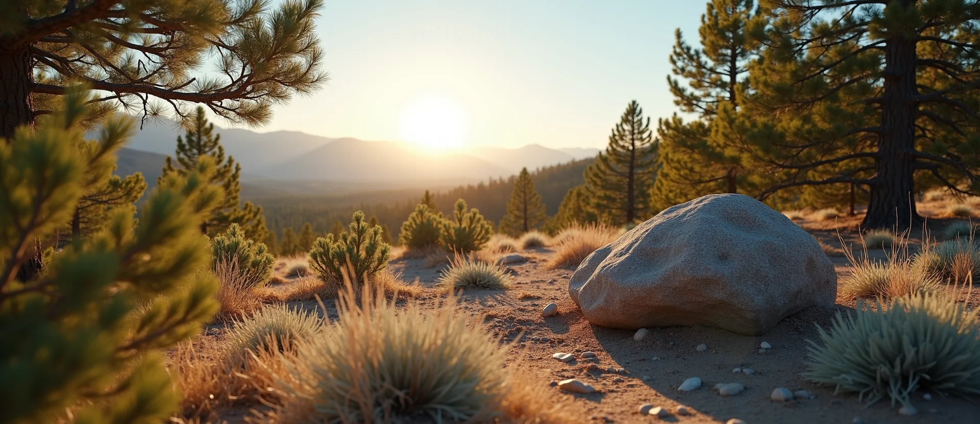 Symbolizing Stability/Peak: A local Rabbitbrush unshakable boulder. - AI Generated