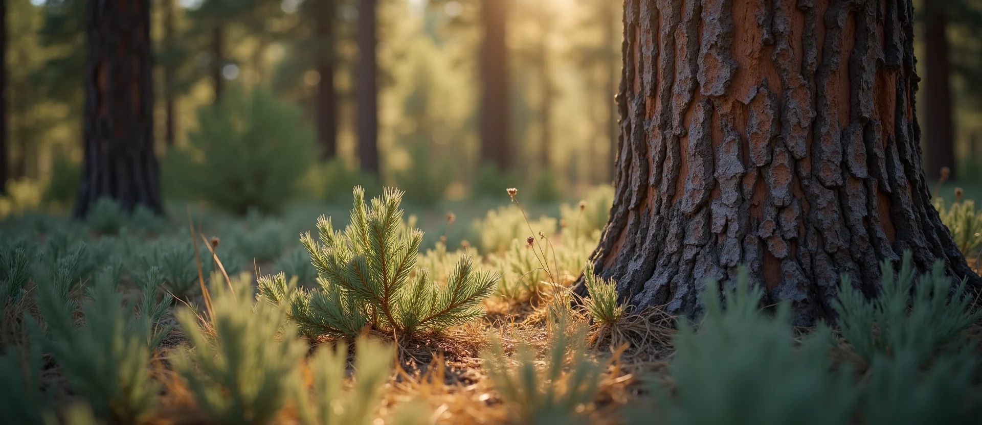 Symbolizing Growth/Resilience: A local Ponderosa Pine sturdy weathered tree trunk. - AI Generated