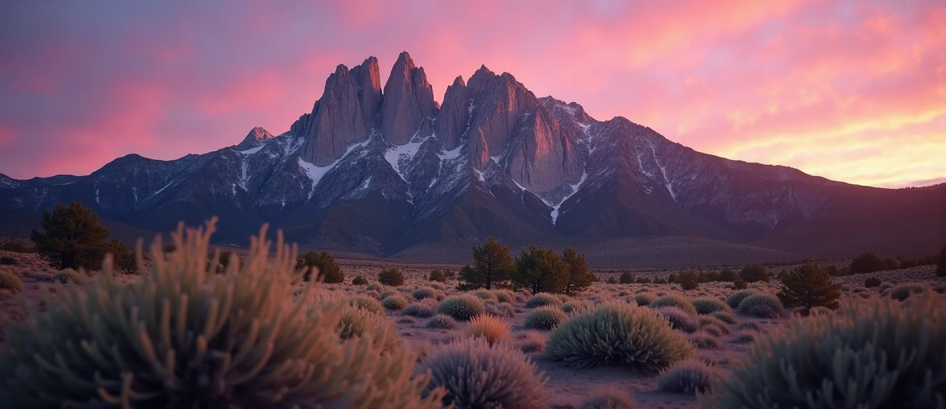 Symbolizing Stability/Peak: A local Sagebrush (Artemisia tridentata) jagged granite peak. - AI Generated