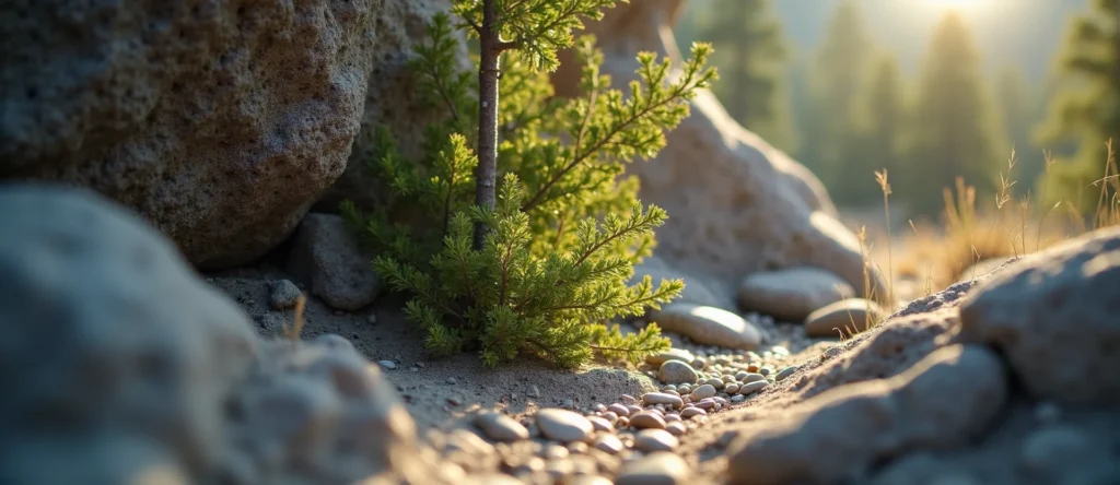 Symbolizing Growth/Resilience: A local Quaking Aspen tree growing out of a rock cleft. - AI Generated