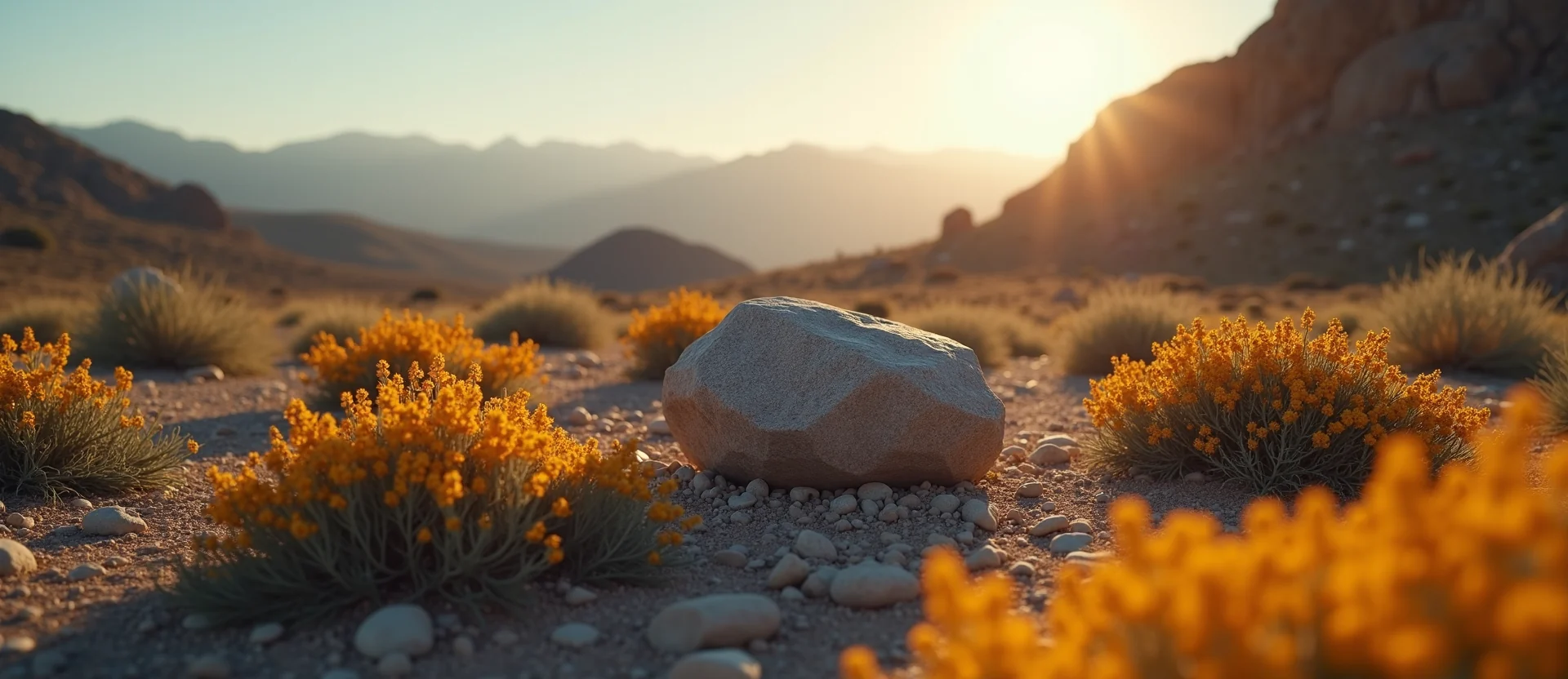 Symbolizing Stability/Peak: A local Indian Paintbrush unshakable boulder. - AI Generated