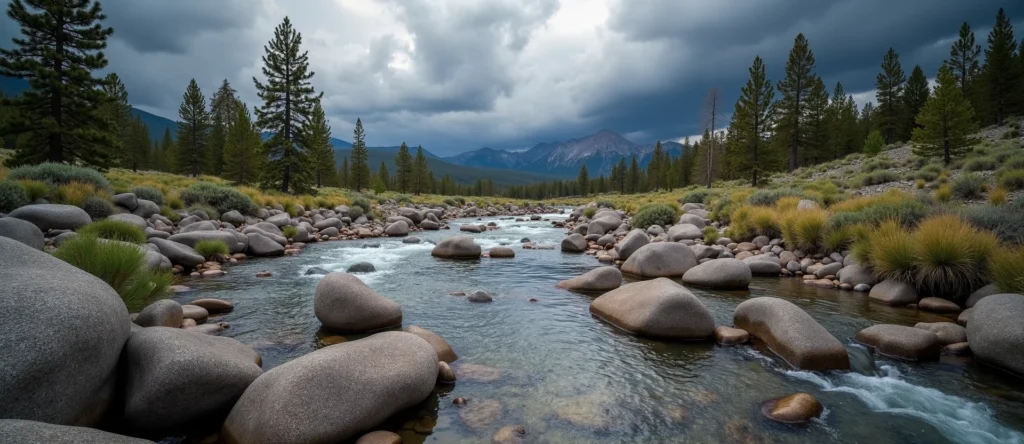 Symbolizing Flow/Cleansing: A local Ponderosa Pine smooth Truckee river stones. - AI Generated