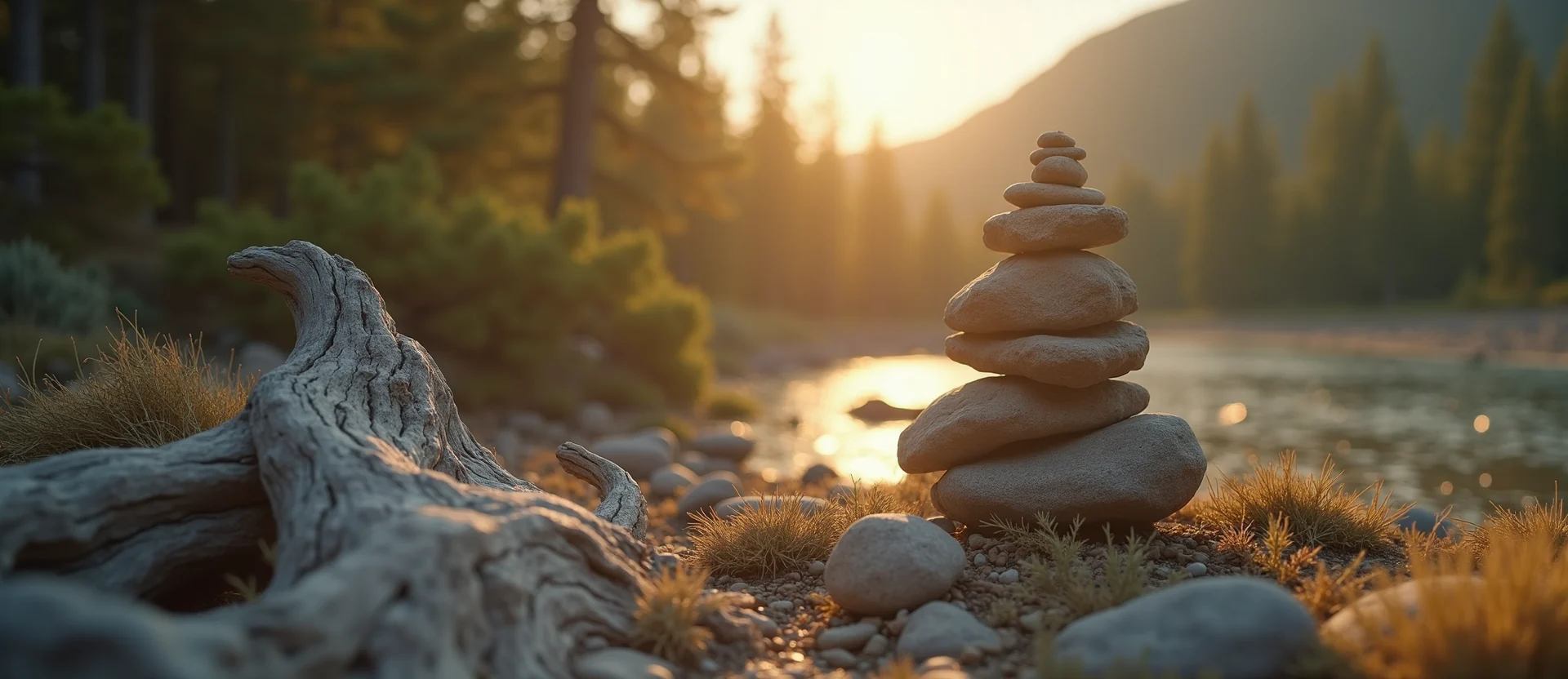 Symbolizing Stability/Peak: A local Rabbitbrush ancient rock cairn. - AI Generated