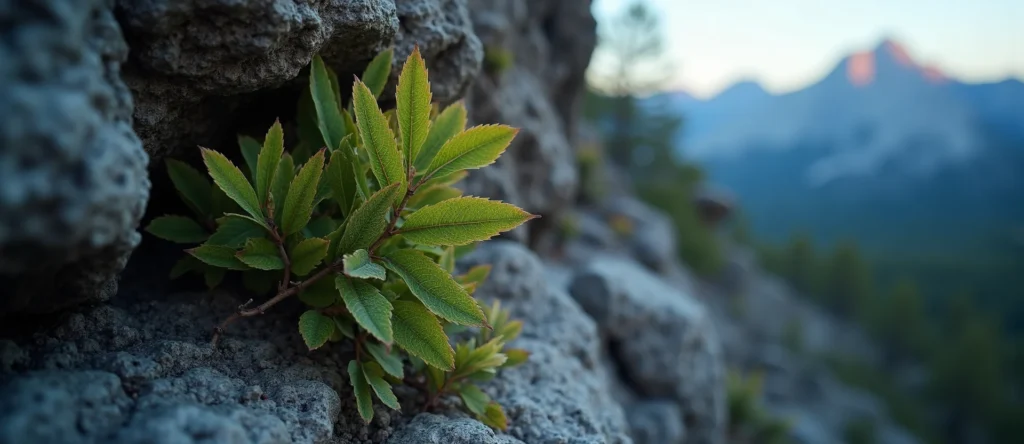 Symbolizing Growth/Resilience: A local Sierra Juniper tree growing out of a rock cleft. - AI Generated