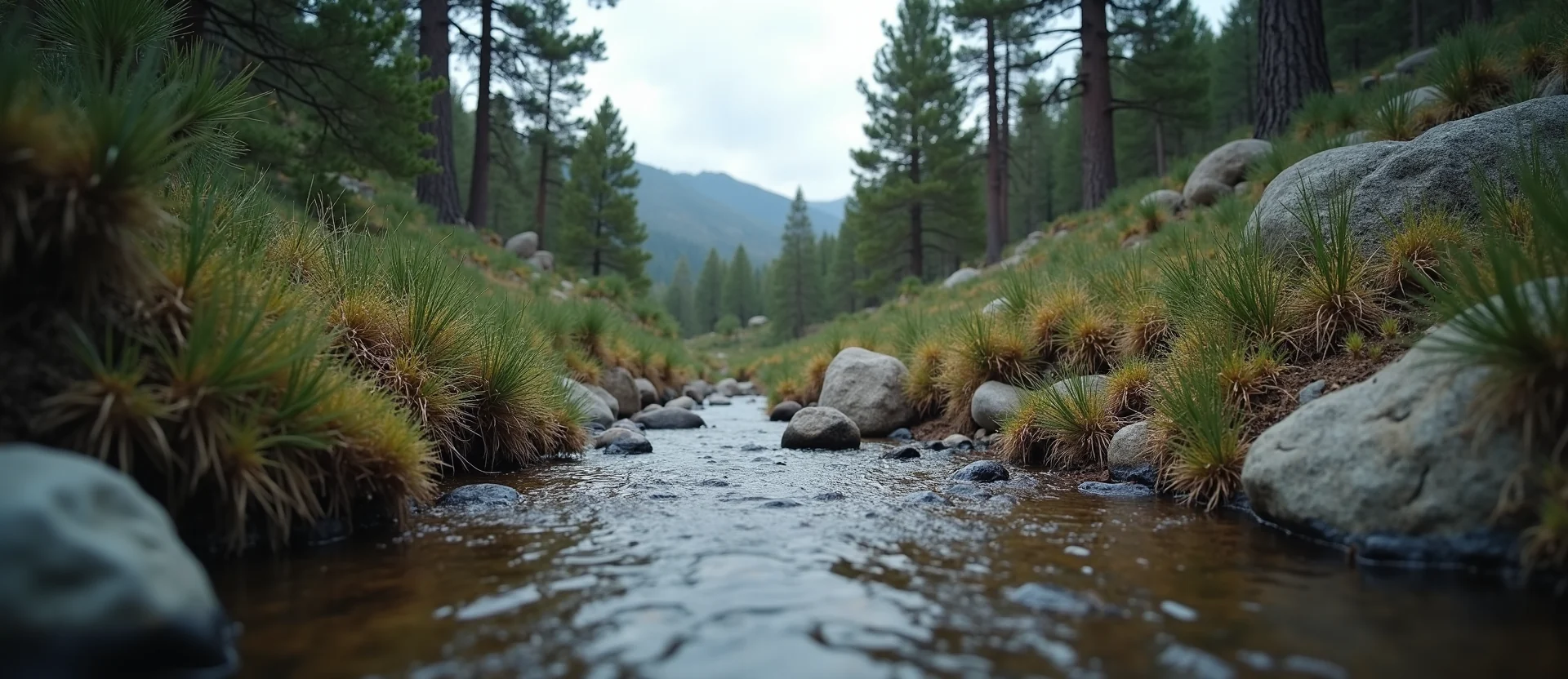 Symbolizing Flow/Cleansing: A local Sierra Juniper babbling mountain creek. - AI Generated