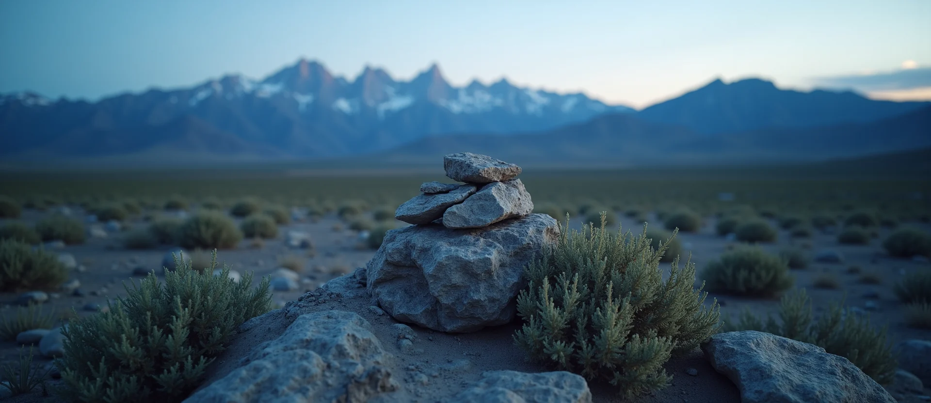 Symbolizing Stability/Peak: A local Rabbitbrush ancient rock cairn. - AI Generated