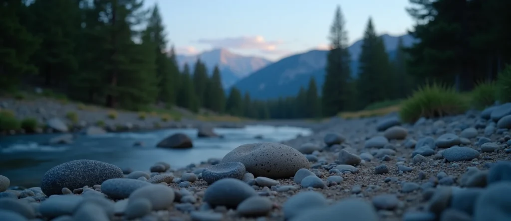 Symbolizing Flow/Cleansing: A local Sierra Juniper smooth Truckee river stones. - AI Generated