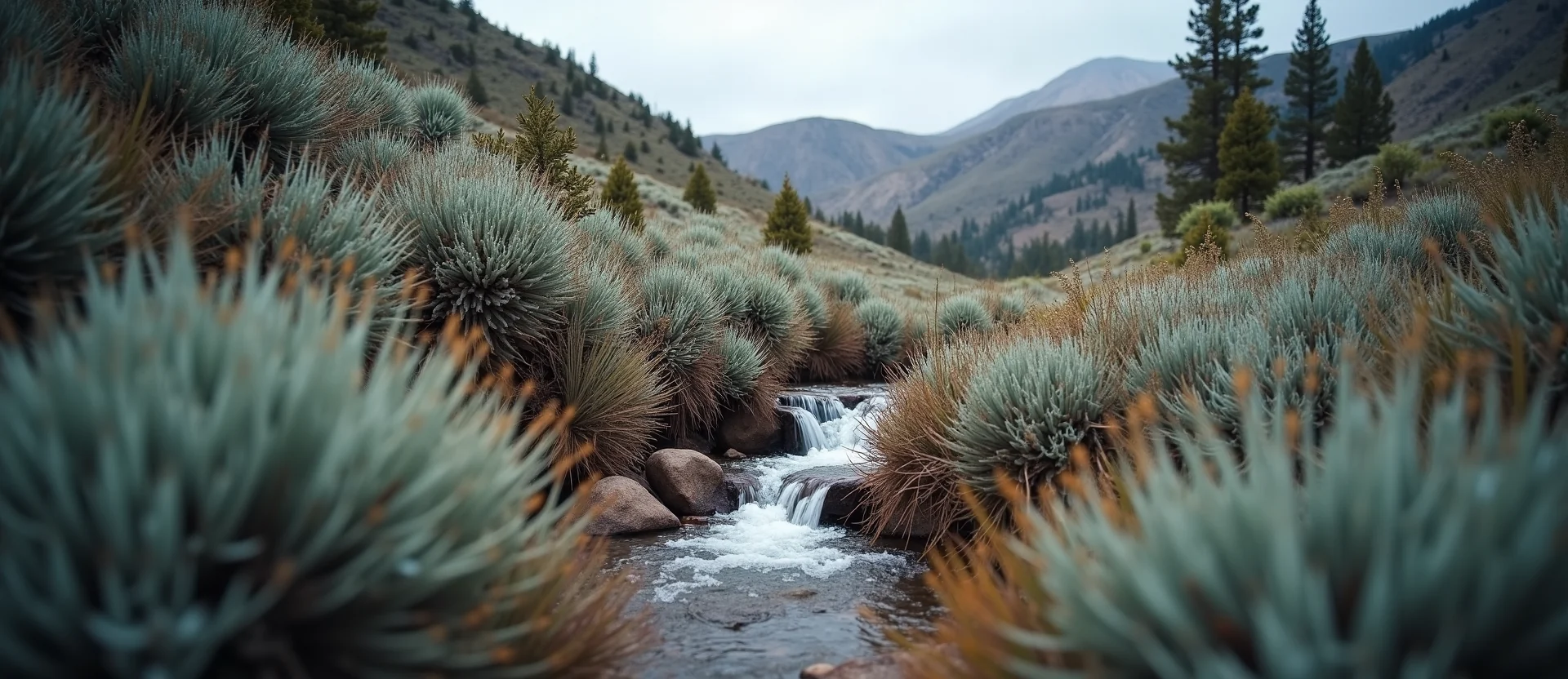 Symbolizing Flow/Cleansing: A local Indian Paintbrush hidden small waterfall. - AI Generated