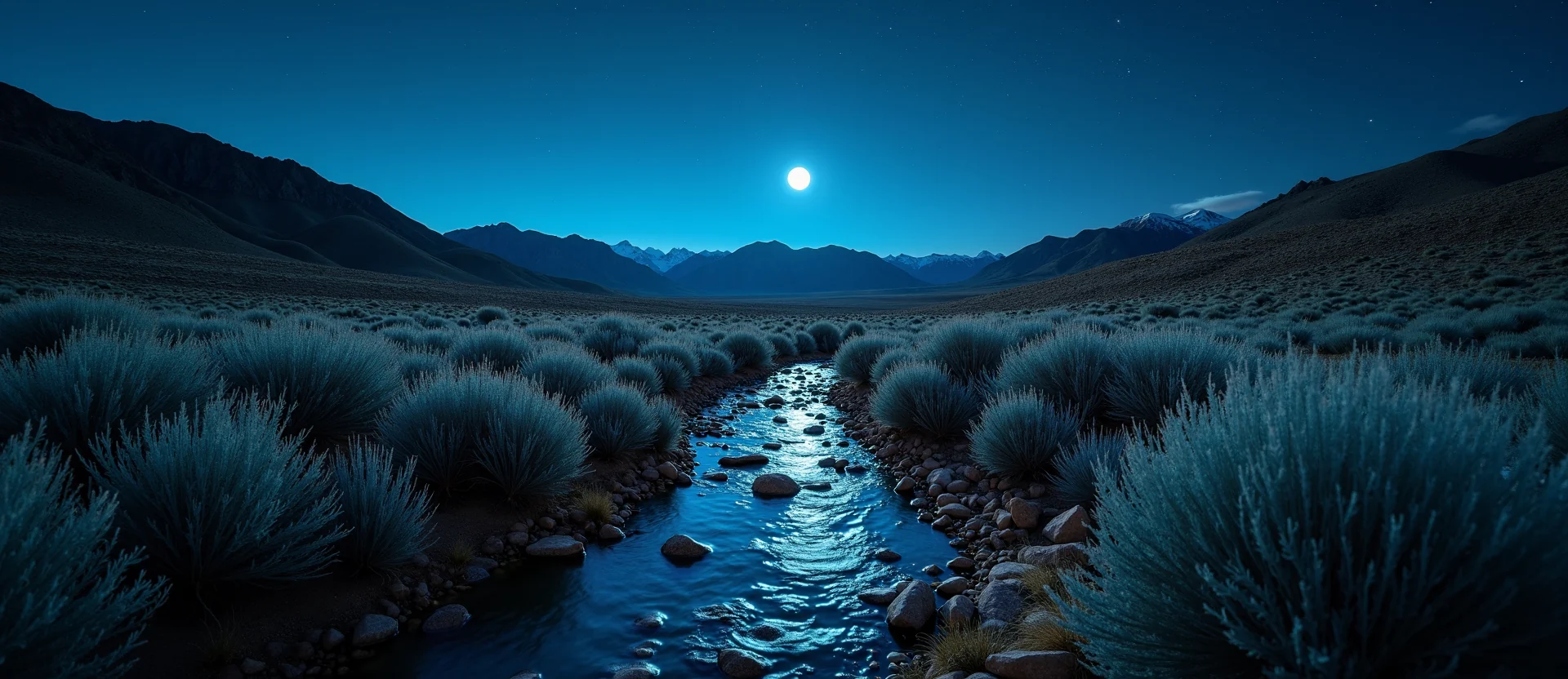 Symbolizing Flow/Cleansing: A local Sagebrush (Artemisia tridentata) babbling mountain creek. - AI Generated