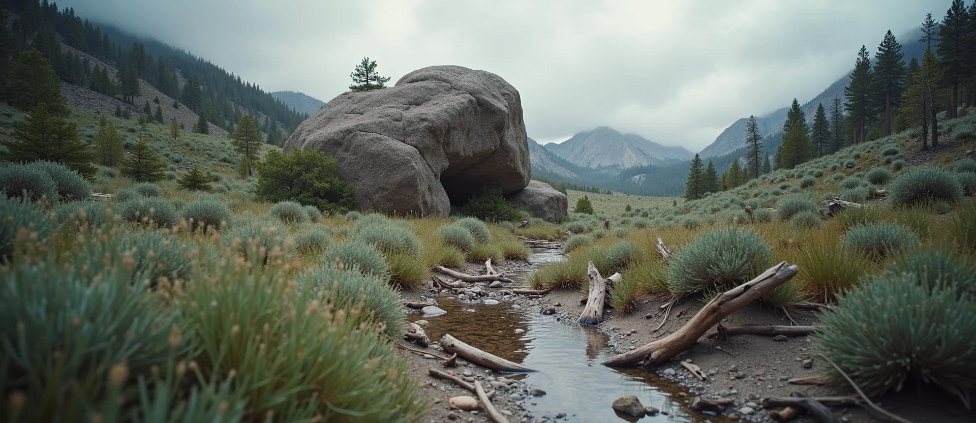 Symbolizing Stability/Peak: A local Quaking Aspen unshakable boulder. - AI Generated