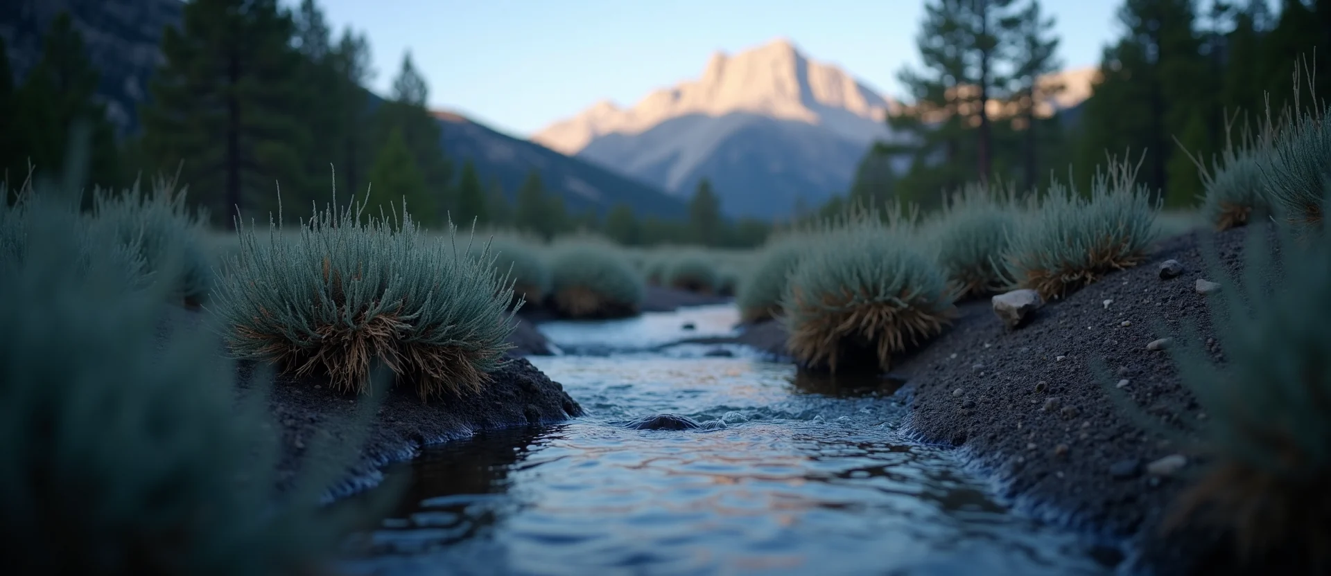 Symbolizing Flow/Cleansing: A local Bitterbrush hidden small waterfall. - AI Generated