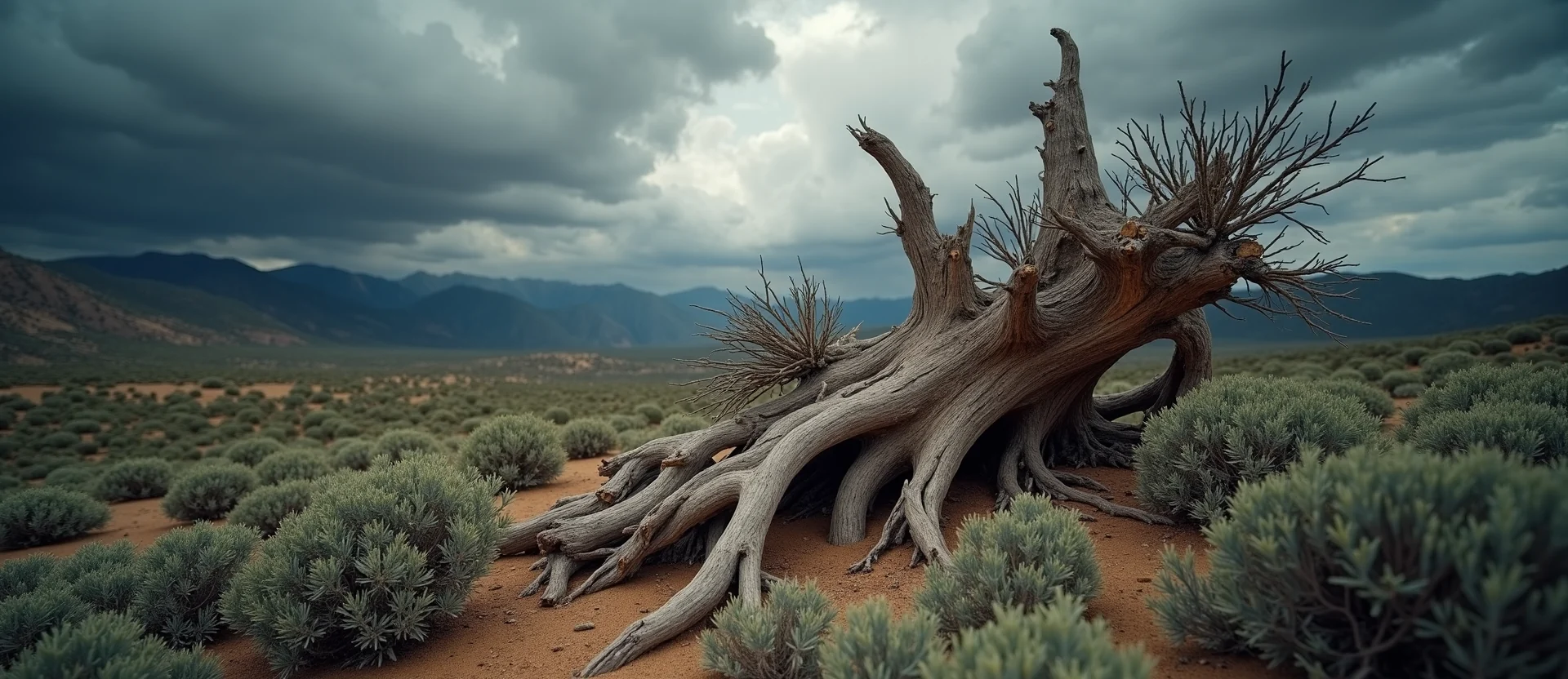 Symbolizing Growth/Resilience: A local Bitterbrush gnarled juniper roots. - AI Generated
