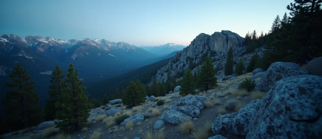 Symbolizing Stability/Peak: A local Ponderosa Pine solid mountain ridge. - AI Generated
