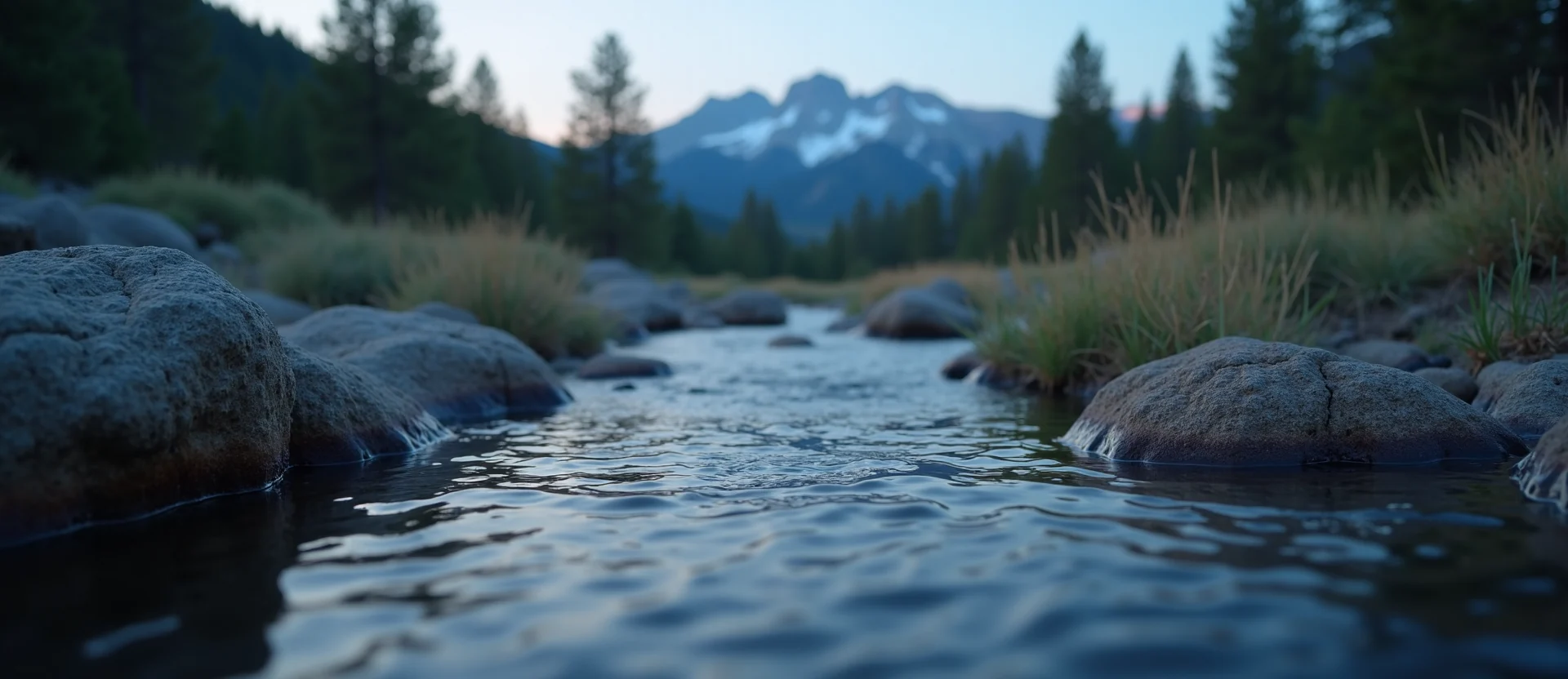 Symbolizing Flow/Cleansing: A local Desert Peach clear cold snowmelt stream. - AI Generated