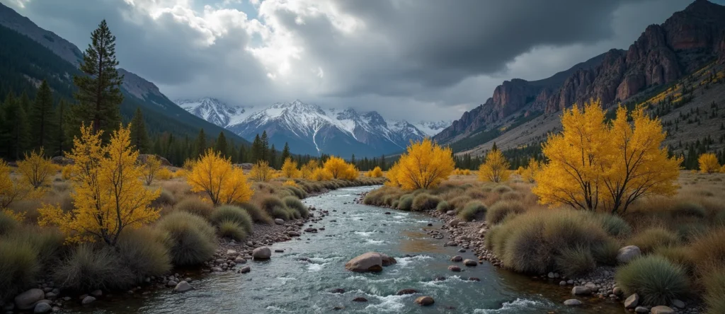 Symbolizing Flow/Cleansing: A local Desert Peach clear cold snowmelt stream. - AI Generated