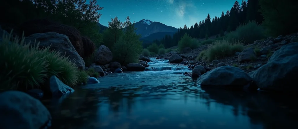 Symbolizing Flow/Cleansing: A local Quaking Aspen hidden small waterfall. - AI Generated