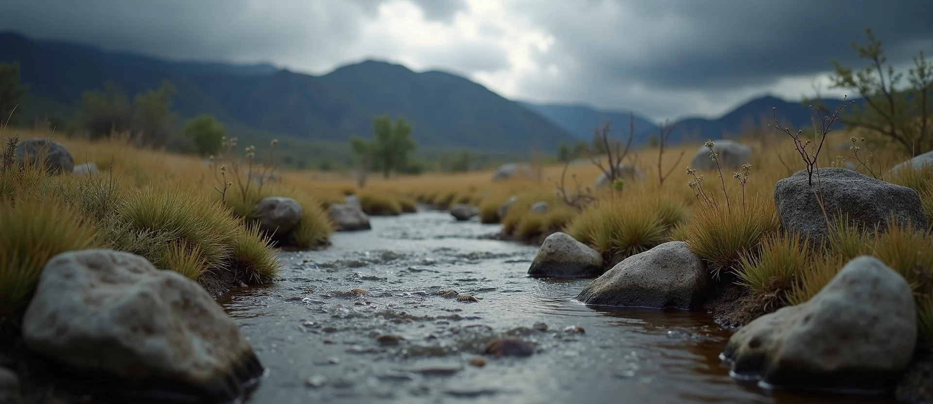 Symbolizing Flow/Cleansing: A local Desert Peach babbling mountain creek. - AI Generated