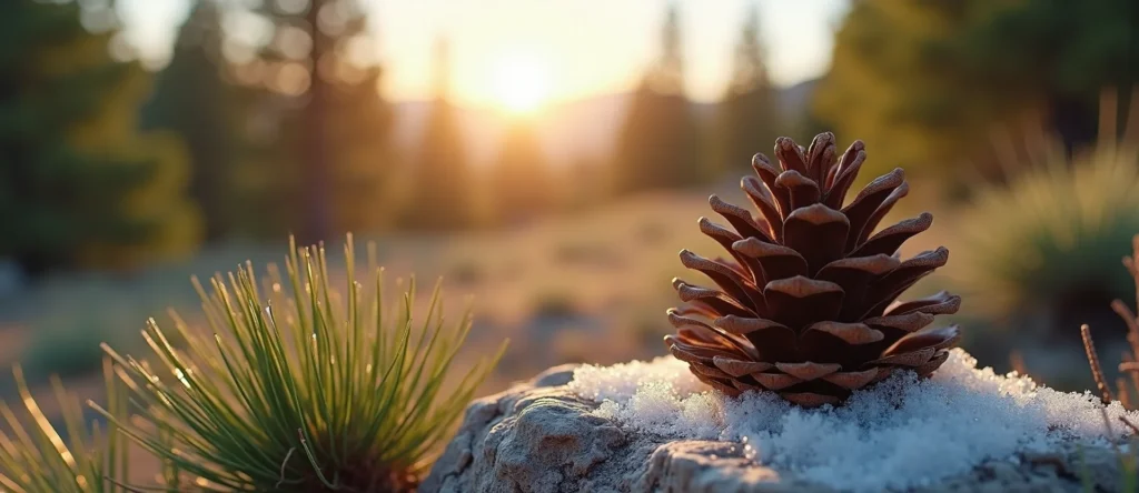 Symbolizing Seed/New Beginning: A local Rabbitbrush opening pine cone. - AI Generated
