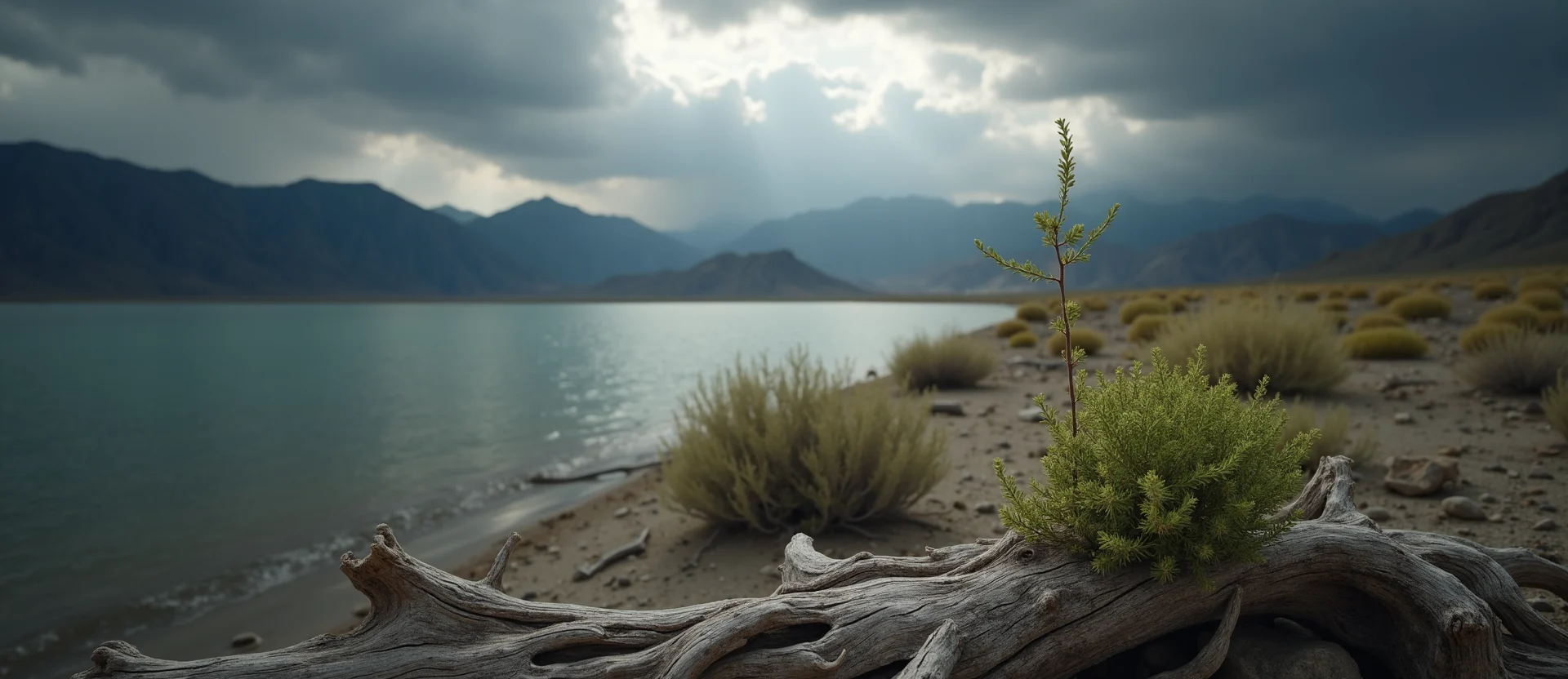 Symbolizing Seed/New Beginning: A local Sagebrush (Artemisia tridentata) new green bud on a branch. - AI Generated