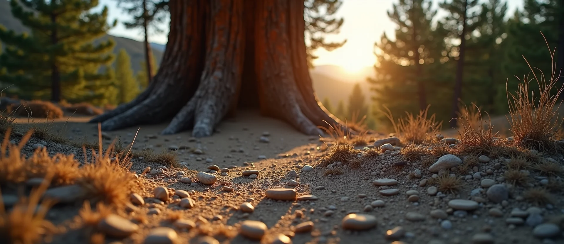 Symbolizing Growth/Resilience: A local Ponderosa Pine sturdy weathered tree trunk. - AI Generated