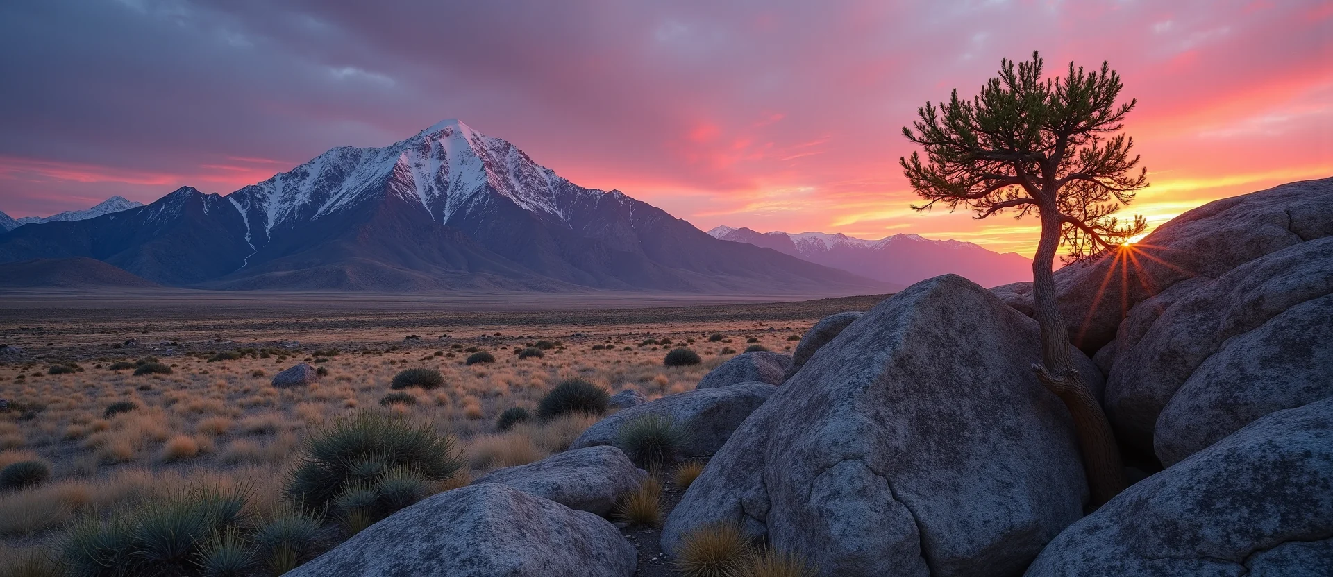 Symbolizing Growth/Resilience: A local Sagebrush (Artemisia tridentata) tree growing out of a rock cleft. - AI Generated