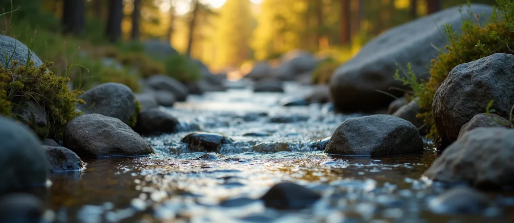 Symbolizing Flow/Cleansing: A local Desert Peach babbling mountain creek. - AI Generated