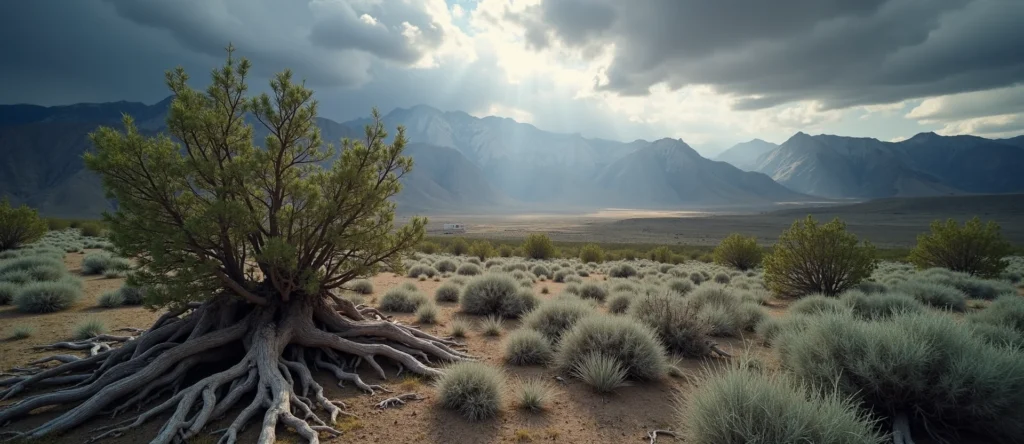 Symbolizing Growth/Resilience: A local Sagebrush (Artemisia tridentata) gnarled juniper roots. - AI Generated