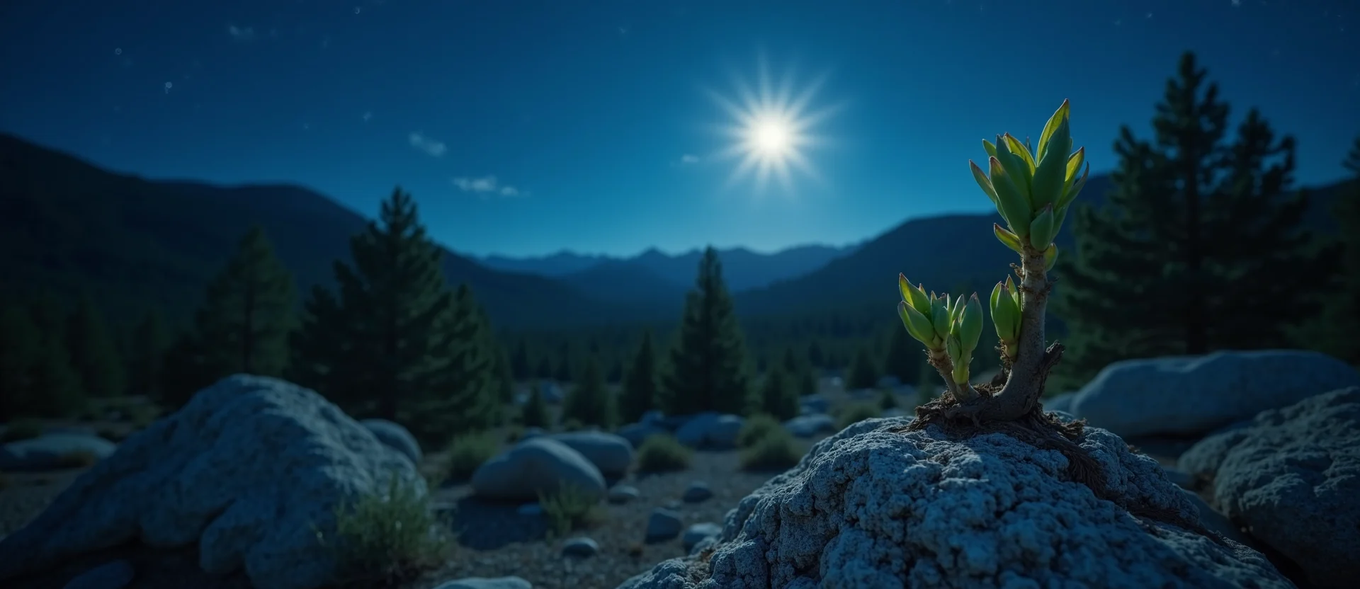 Symbolizing Seed/New Beginning: A local Ponderosa Pine new green bud on a branch. - AI Generated