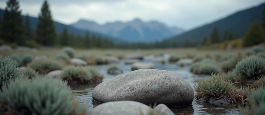 Symbolizing Flow/Cleansing: A local Quaking Aspen smooth Truckee river stones. - AI Generated