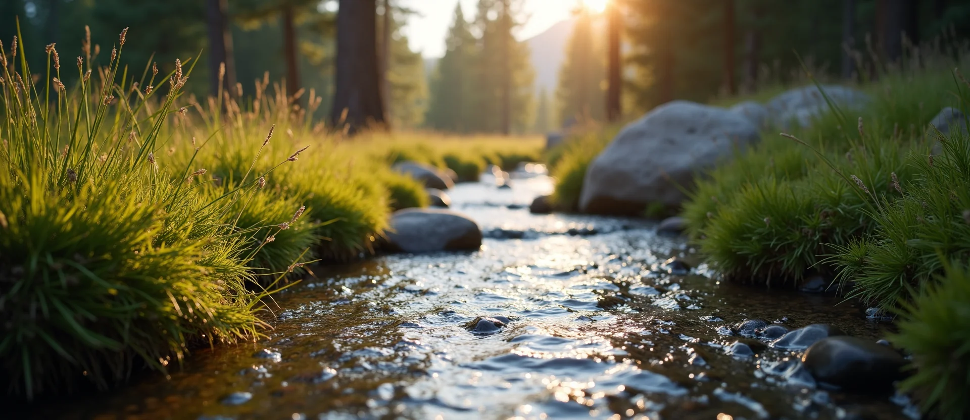 Symbolizing Flow/Cleansing: A local Indian Paintbrush babbling mountain creek. - AI Generated