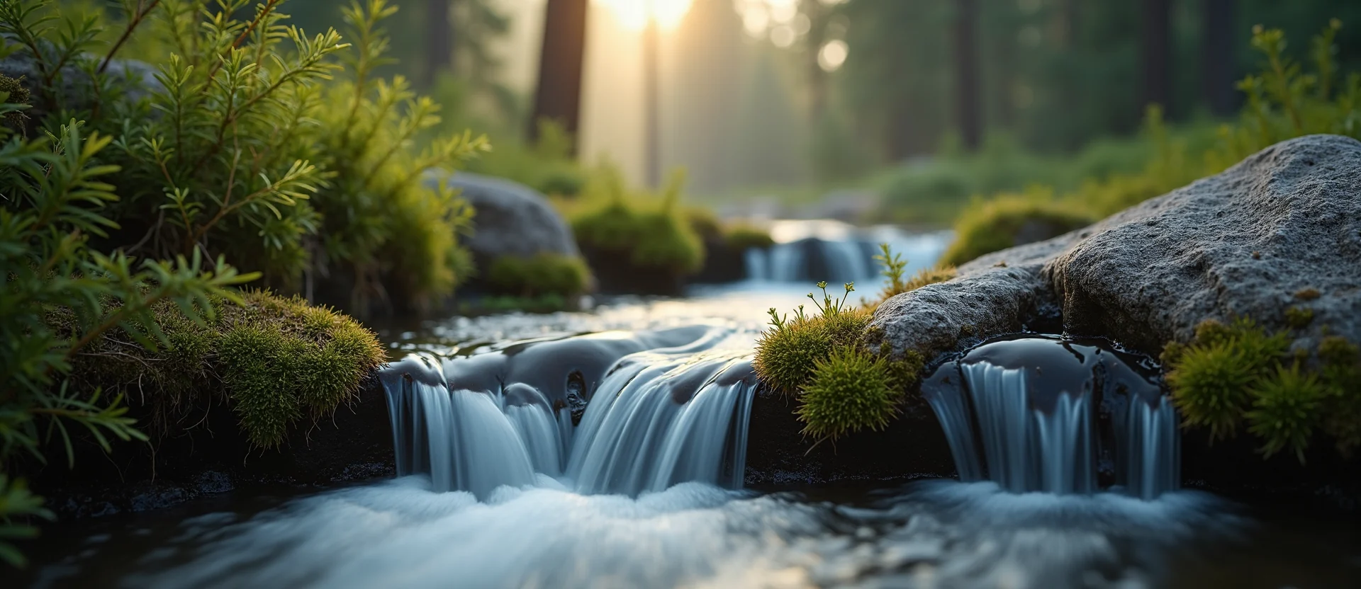 Symbolizing Flow/Cleansing: A local Quaking Aspen hidden small waterfall. - AI Generated