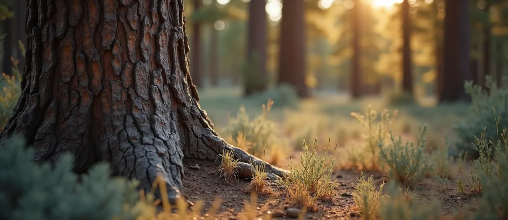 Symbolizing Growth/Resilience: A local Bitterbrush sturdy weathered tree trunk. - AI Generated
