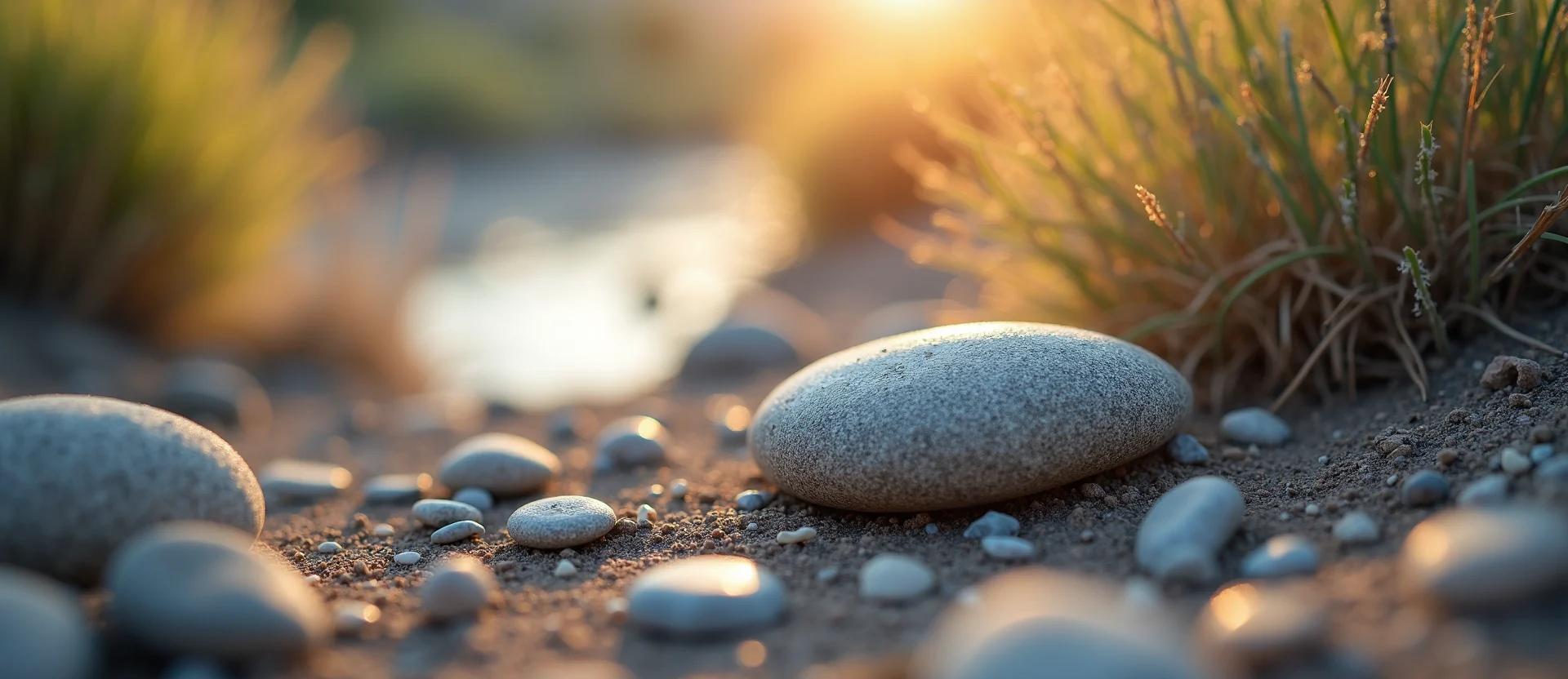 Symbolizing Flow/Cleansing: A local Desert Peach smooth Truckee river stones. - AI Generated
