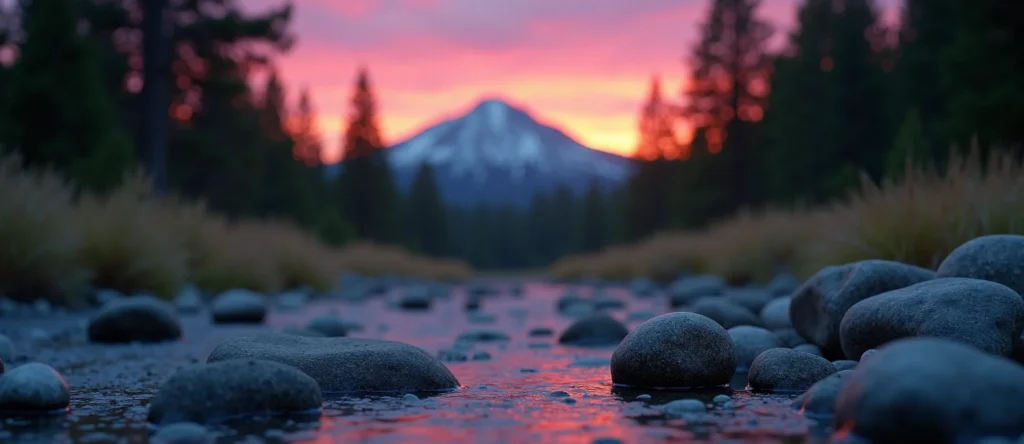 Symbolizing Flow/Cleansing: A local Ponderosa Pine smooth Truckee river stones. - AI Generated
