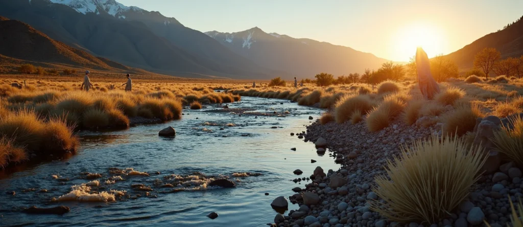 Symbolizing Flow/Cleansing: A local Sagebrush (Artemisia tridentata) clear cold snowmelt stream. - AI Generated