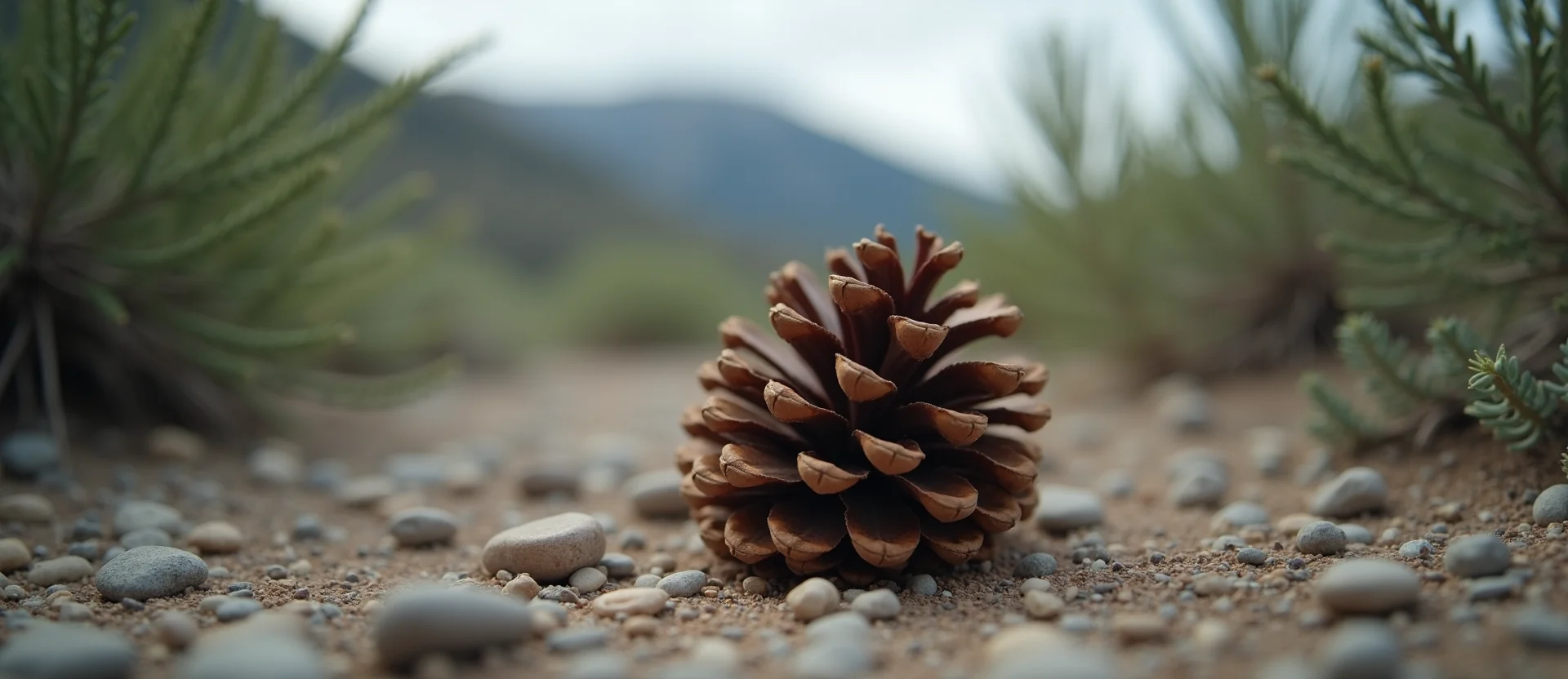 Symbolizing Seed/New Beginning: A local Desert Peach opening pine cone. - AI Generated