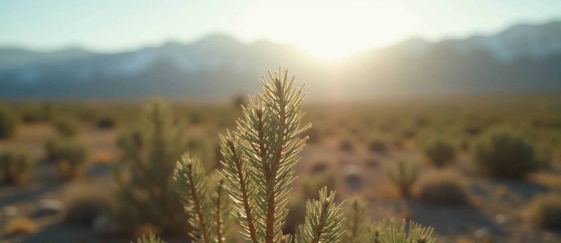 Symbolizing Stability/Peak: A local Rabbitbrush distant Sierra horizon. - AI Generated