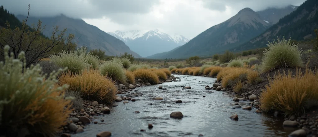 Symbolizing Flow/Cleansing: A local Bitterbrush babbling mountain creek. - AI Generated