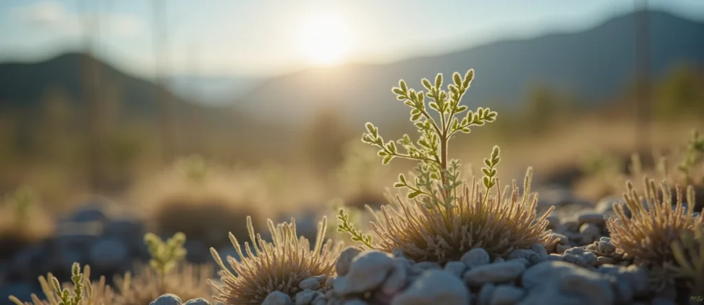 Symbolizing Seed/New Beginning: A local Indian Paintbrush sprouting sagebrush seedling. - AI Generated