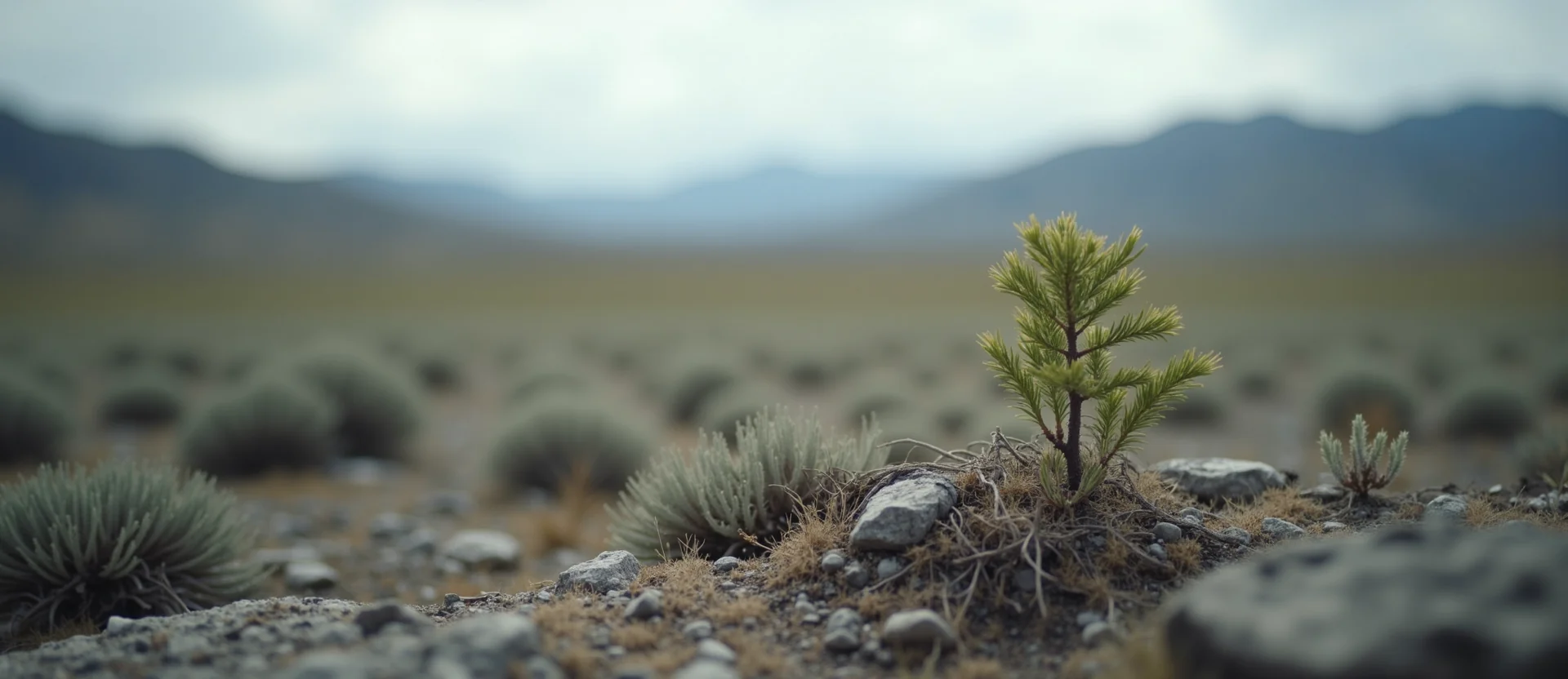 Symbolizing Seed/New Beginning: A local Sagebrush (Artemisia tridentata) sprouting sagebrush seedling. - AI Generated