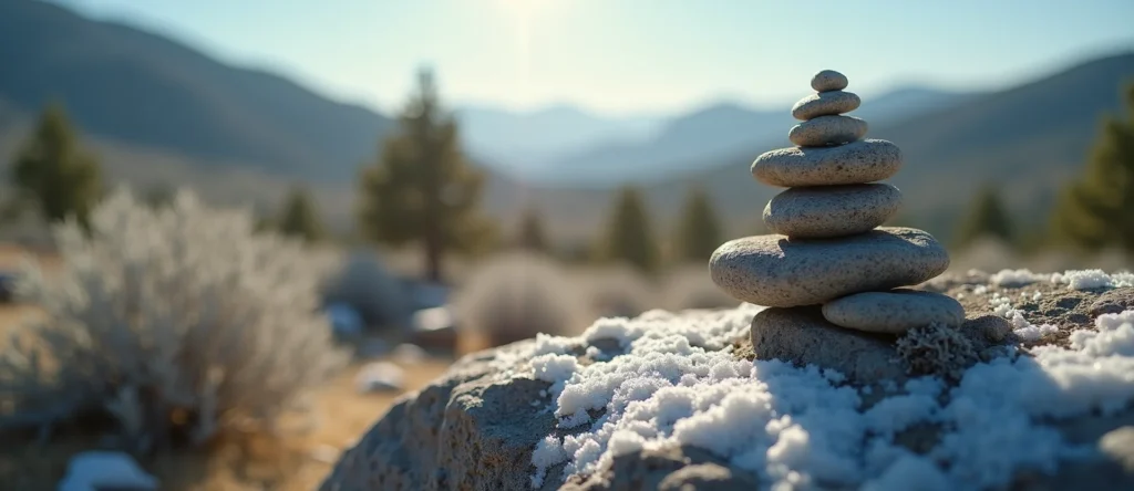 Symbolizing Stability/Peak: A local Manzanita ancient rock cairn. - AI Generated