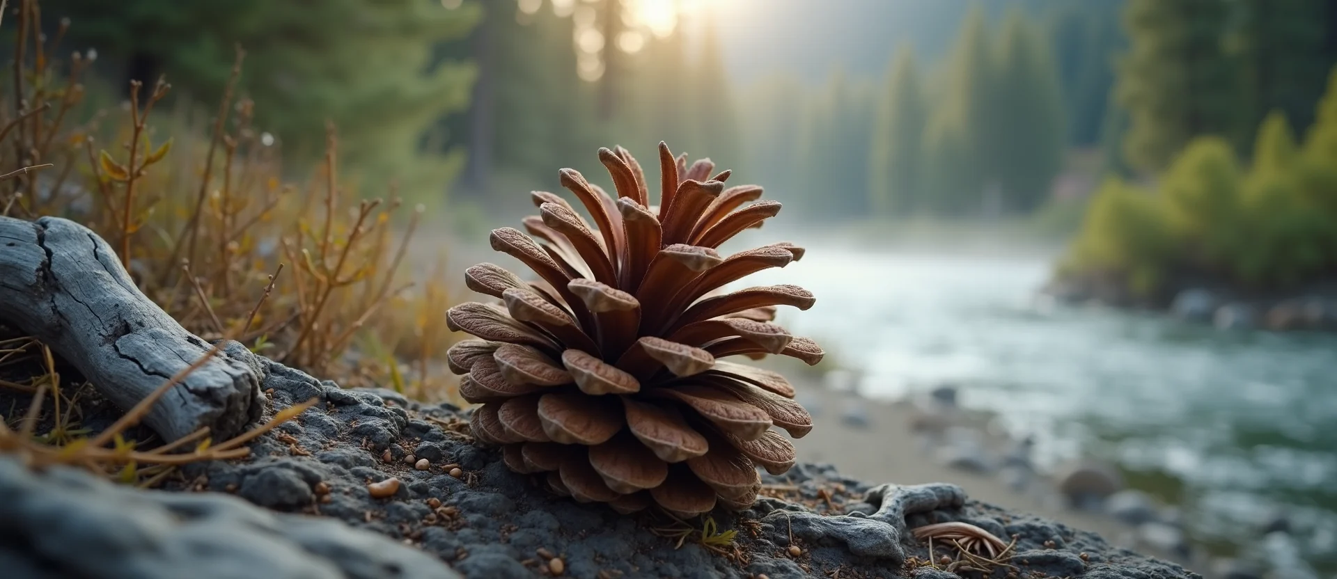 Symbolizing Seed/New Beginning: A local Quaking Aspen opening pine cone. - AI Generated
