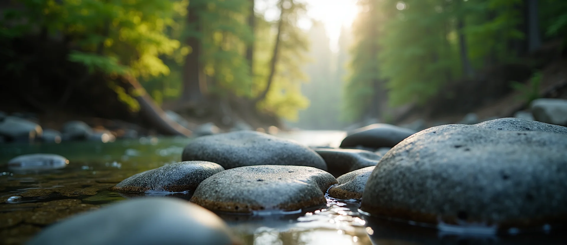Symbolizing Flow/Cleansing: A local Ponderosa Pine smooth Truckee river stones. - AI Generated