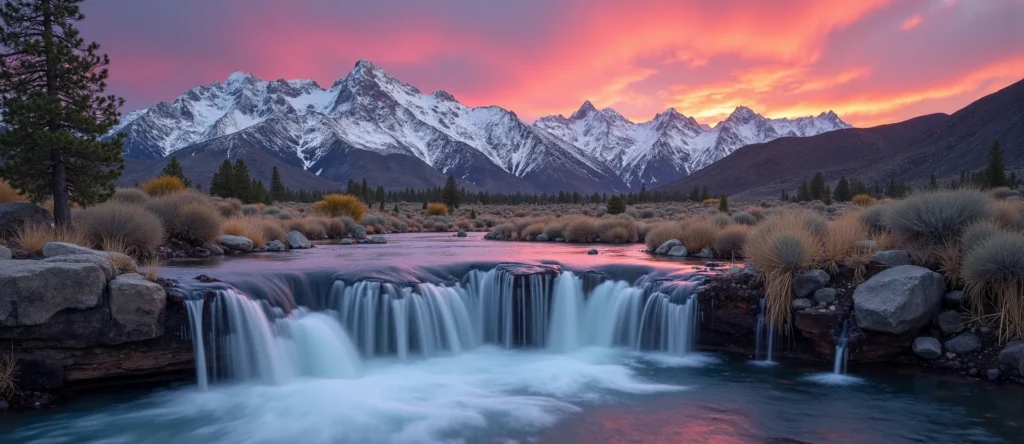 Symbolizing Flow/Cleansing: A local Desert Peach hidden small waterfall. - AI Generated