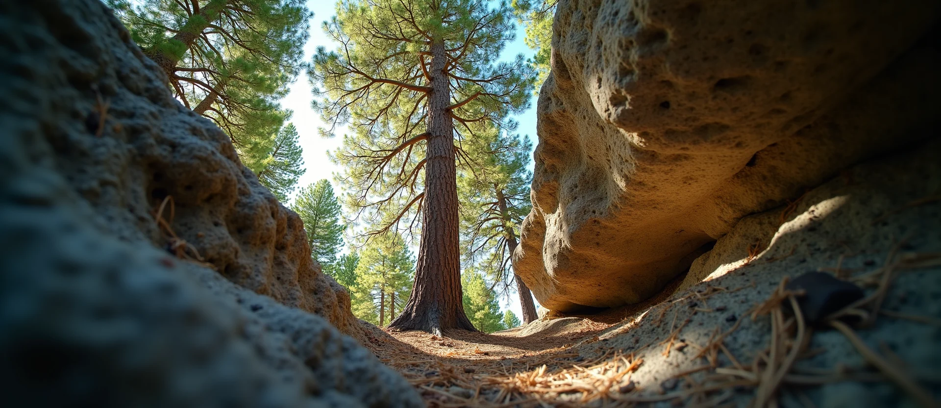Symbolizing Growth/Resilience: A local Quaking Aspen tree growing out of a rock cleft. - AI Generated