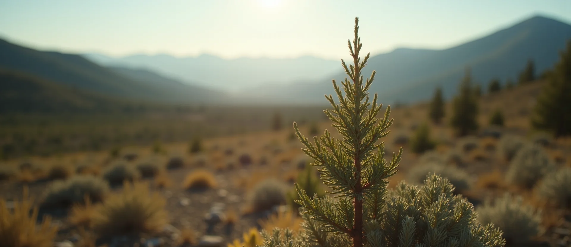 Symbolizing Stability/Peak: A local Indian Paintbrush distant Sierra horizon. - AI Generated