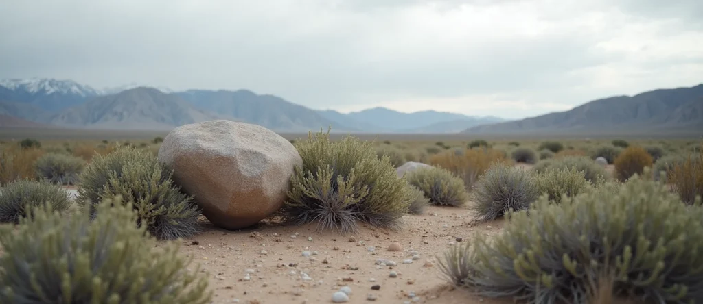 Symbolizing Stability/Peak: A local Sagebrush (Artemisia tridentata) unshakable boulder. - AI Generated