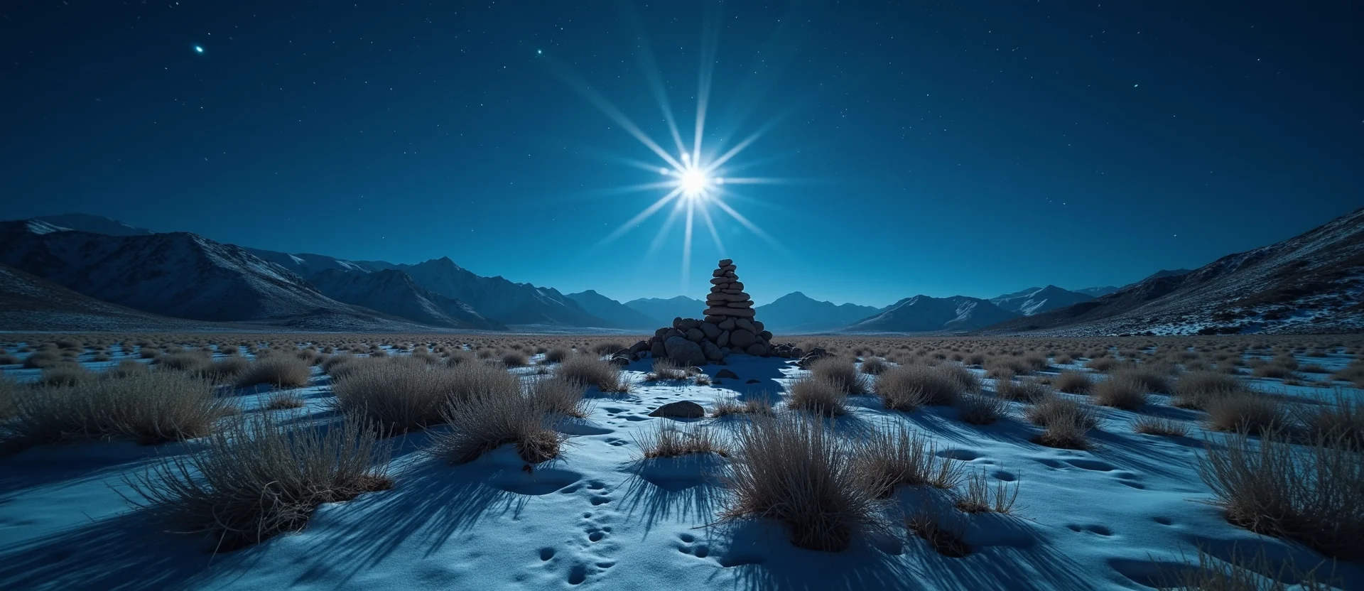 Symbolizing Stability/Peak: A local Desert Peach ancient rock cairn. - AI Generated